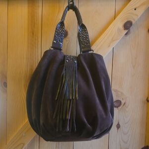 Cole Haan G series Dark Brown Suede Hobo Bag